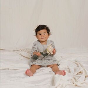 Rylee + Cru Gretta Babydoll Dress in Blue Fog